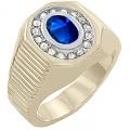 14K GOLD EP 1.73CT CZ SAPPHIRE MENS DRESS RING