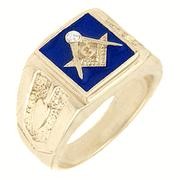 18K GOLD EP MASONIC FREEMASON MENS RING blue