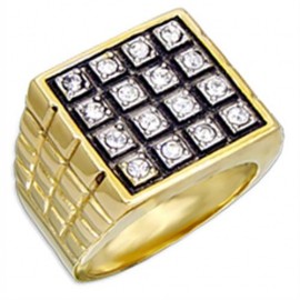 18K GOLD EP 3.0CT DIAMOND SIMULATED MENS DRESS RING