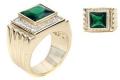 18K GOLD EP 9.0CT CZ EMERALD MENS DRESS RING