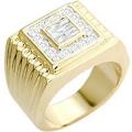 18K GOLD EP MENS PRINCESS CUT DRESS RING centre