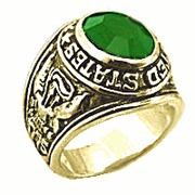 18K EP GOLD US ARMY MILITARY INLAY RING green