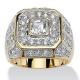 18K GOLD EP MENS PRINCESS CUT DIAMOND SIMULATED DRESS RING