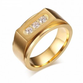 18K GOLD EP DIAMOND SIMULATED ROUND CUT MENS DRESS RING