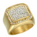 18K GOLD EP CZ ROUND CUT MENS CLUSTER DRESS RING