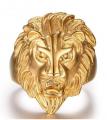 18K GOLD EP MENS STUNNING LION RING BLING HIP HOP