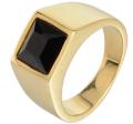 18K GOLD EP CZ ONYX PRINCESS CUT MENS DRESS RING