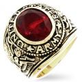 18K GOLD EP ARMY ROUND CUT MENS RING ruby