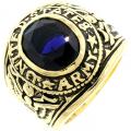 18K GOLD EP ARMY ROUND CUT MENS RING navy blue