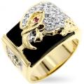 18K GOLD EP CZ ROUND CUT MENS EAGLE DRESS RING