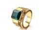 18K GOLD EP CZ EMERALD CUT MENS DRESS RING