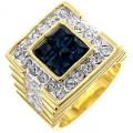 14K GOLD EP 5.0CT CZ SAPPHIRE MENS DRESS RING