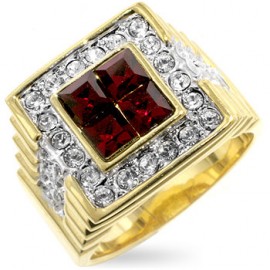 14K GOLD EP 5.0CT CZ RUBY MENS DRESS RING