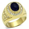 18K GOLD EP 1.0CT MENS DIAMOND SIMULATED SAPPHIRE RING