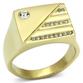 18K GOLD EP DIAMOND SIMULATED  MENS DRESS  RING