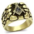 18K GOLD EP MASONIC FREEMASON MENS NUGGET RING